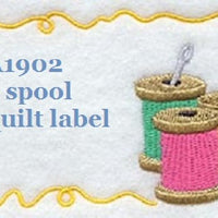 Three Spool BA1902J Quilt Label machine embroidered personalized - BarbaraJs Pocket Pillows and Patches