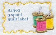 Three Spool BA1902J Quilt Label machine embroidered personalized - BarbaraJs Pocket Pillows and Patches