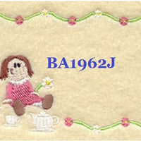 Girl Tea Party BA1962J Quilt Label machine embroidered personalized - BarbaraJs Pocket Pillows and Patches