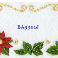 Poinsettia Swirls BA9301J Quilt Label large machine embroidered personalized - BarbaraJs Pocket Pillows and Patches