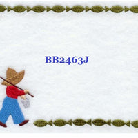Fisherman Fred BB2463J Quilt Label   small machine embroidered personalized - BarbaraJs Pocket Pillows and Patches