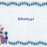 Umbrella Girl BB2854J Quilt Label  small machine embroidered personalized - BarbaraJs Pocket Pillows and Patches