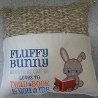 Fluffy Bunny Reading Pocket Pillow Cover - BarbaraJs Pocket Pillows and Patches
