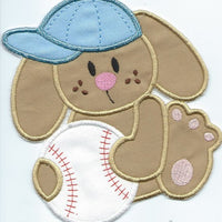 Baseball Bunny Iron-on Applique Patch under 5x7 inches machine embroidered - BarbaraJs Pocket Pillows and Patches