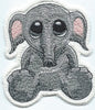 Big Eye Baby Elephant Small iron-on under 3.5X3 inches applique machine embroidered patch - BarbaraJs Pocket Pillows and Patches