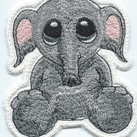 Big Eye Baby Elephant Small iron-on under 3.5X3 inches applique machine embroidered patch - BarbaraJs Pocket Pillows and Patches