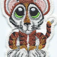 Big Eye Baby Tiger Small iron-on under 3.5X3 inches applique machine embroidered patch - BarbaraJs Pocket Pillows and Patches