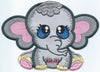 Elephant-BZ1J Blue Eyes Iron-on Applique Patch under 5x7 inches machine embroidered - BarbaraJs Pocket Pillows and Patches