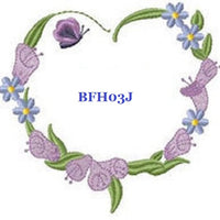 Floral Heart BFH03J Quilt Label  machine embroidered personalized - BarbaraJs Pocket Pillows and Patches
