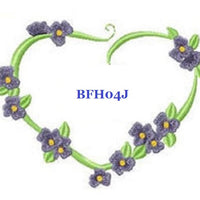 Floral Heart BFH04J Quilt Label  machine embroidered personalized - BarbaraJs Pocket Pillows and Patches