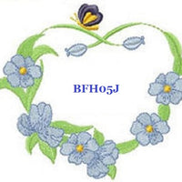 Floral Heart BFH05J Quilt Label  machine embroidered personalized - BarbaraJs Pocket Pillows and Patches