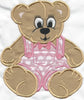Girl Teddy Bear With Pink Heart Outfit Iron-on Applique Patch under 5x7 inches machine embroidered - BarbaraJs Pocket Pillows and Patches