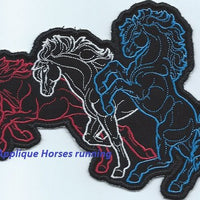 Horses Running Iron-on Applique Patch under 5x7 inches machine embroidered - BarbaraJs Pocket Pillows and Patches