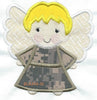 *a7* Angel Watching Over Me Camo  blonde boy   iron-on under 5 x 5 inches applique machine embroidered patch - BarbaraJs Pocket Pillows and Patches