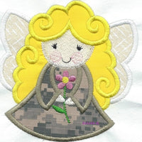 *a6*Angel Watching Over Me Camo blonde girl   iron-on under 5 x 5 inches applique machine embroidered patch - BarbaraJs Pocket Pillows and Patches
