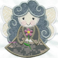 *a8* Angel Watching Over Me Camo  Gray hair girl iron-on under 5 x 5 inches applique machine embroidered patch - BarbaraJs Pocket Pillows and Patches
