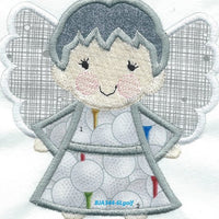 *a5* Angel Watching Over Me Golf Gray hair boy iron-on under 5 x 5 inches applique machine embroidered patch - BarbaraJs Pocket Pillows and Patches