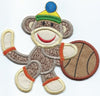 Basketball Sock Monkey Patch iron-on applique machine embroidered - BarbaraJs Pocket Pillows and Patches