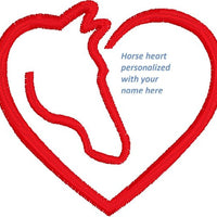 I Love My Horse Heart Applique Patch iron-on machine embroidered personalized - BarbaraJs Pocket Pillows and Patches
