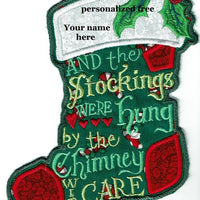 Christmas Stocking  And The Stockings Were Hung Iron-on Applique Patch machine embroidered - BarbaraJs Pocket Pillows and Patches