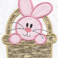 Easter Bunny in a Basket Patch iron-on applique machine embroidered - BarbaraJs Pocket Pillows and Patches