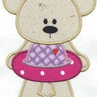 Summertime Bear Girl Float applique machine embroidered patch - BarbaraJs Pocket Pillows and Patches