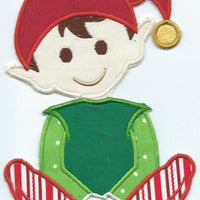 Santas Worker Boy brown hair Iron-on Applique Patch under 5x7 inches machine embroidered - BarbaraJs Pocket Pillows and Patches