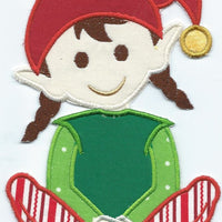 Santas Worker Girl  brown hair Iron-on Applique Patch under 5x7 inches machine embroidered - BarbaraJs Pocket Pillows and Patches