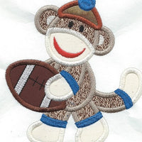 Football Sock Monkey Patch iron-on applique machine embroidered - BarbaraJs Pocket Pillows and Patches