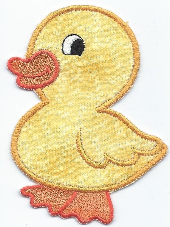Duck Small iron-on under 3x4 inches applique machine embroidered patch - BarbaraJs Pocket Pillows and Patches