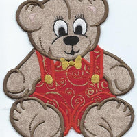 Christmas Teddy Bear Iron-on Applique Patch under 5x7 inches machine embroidered - BarbaraJs Pocket Pillows and Patches
