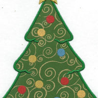 Christmas Tree Iron-on Applique Patch under 3x4 inches machine embroidered - BarbaraJs Pocket Pillows and Patches