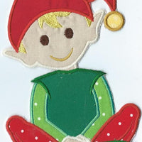 Santas Worker Boy Iron-on Applique Patch under 5x7 inches machine embroidered - BarbaraJs Pocket Pillows and Patches