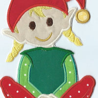 Santas Worker Girl blonde hair Iron-on Applique Patch under 5x7 inches machine embroidered - BarbaraJs Pocket Pillows and Patches