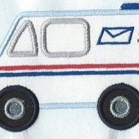 Mail Truck Patch 5x3 inch iron-on applique machine embroidered - BarbaraJs Pocket Pillows and Patches