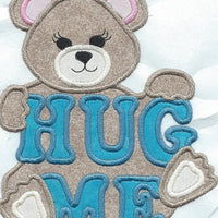 Hug Me Bear Iron-on Applique Patch under 5x7 inches machine embroidered - BarbaraJs Pocket Pillows and Patches