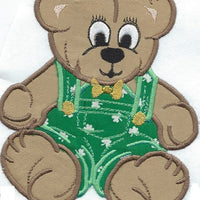 Shamrock 2 Teddy Bear Outfit Iron-on Applique Patch under 5x7 inches machine embroidered - BarbaraJs Pocket Pillows and Patches