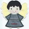 *a14* Angel Watching Over Me  gray boy iron-on under 5 x 5 inches applique machine embroidered patch - BarbaraJs Pocket Pillows and Patches