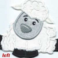 Easter Lamb Patch left iron-on applique machine embroidered - BarbaraJs Pocket Pillows and Patches