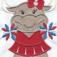 Longhorn Cheer Leader iron-on under 5 x 6 inches applique machine embroidered patch - BarbaraJs Pocket Pillows and Patches