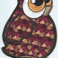 Owl Looking Up iron-on under 7 x 5 inches applique machine embroidered patch - BarbaraJs Pocket Pillows and Patches